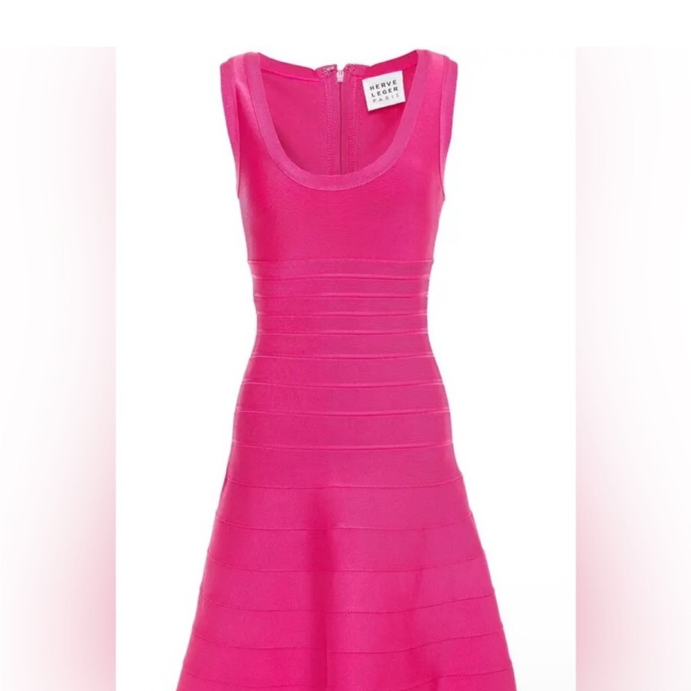 Herve Leger Vibrant Pink Mini Dress